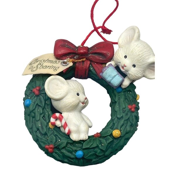 vintage Christmas ornament 1991 Rennoc mouse reaf holiday cany chain green READ - Picture 1 of 7